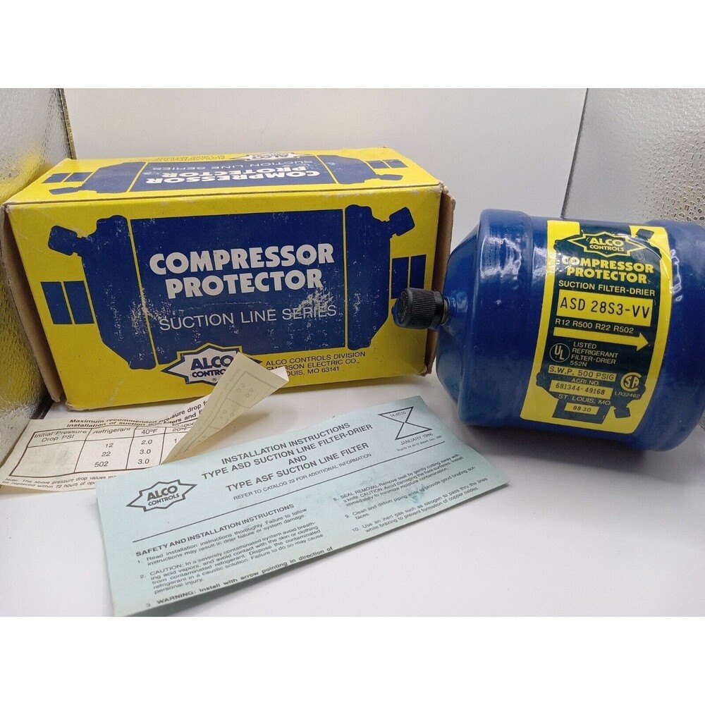 NEW ALCO CONTROLS ASD 28S3 VV 3/8 ODF Suction Filter Drier Compressor Protector